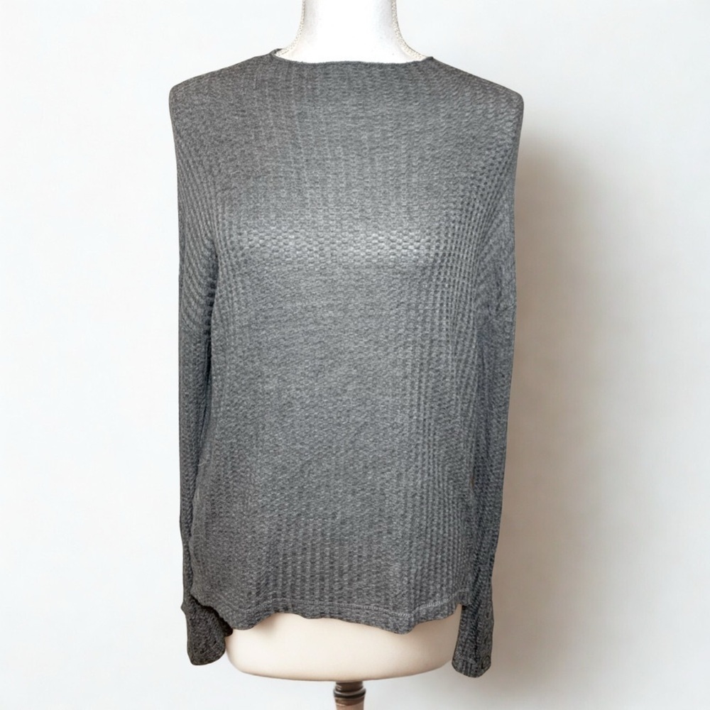NWT Chaser Gray Waffle Knit Top Women Small